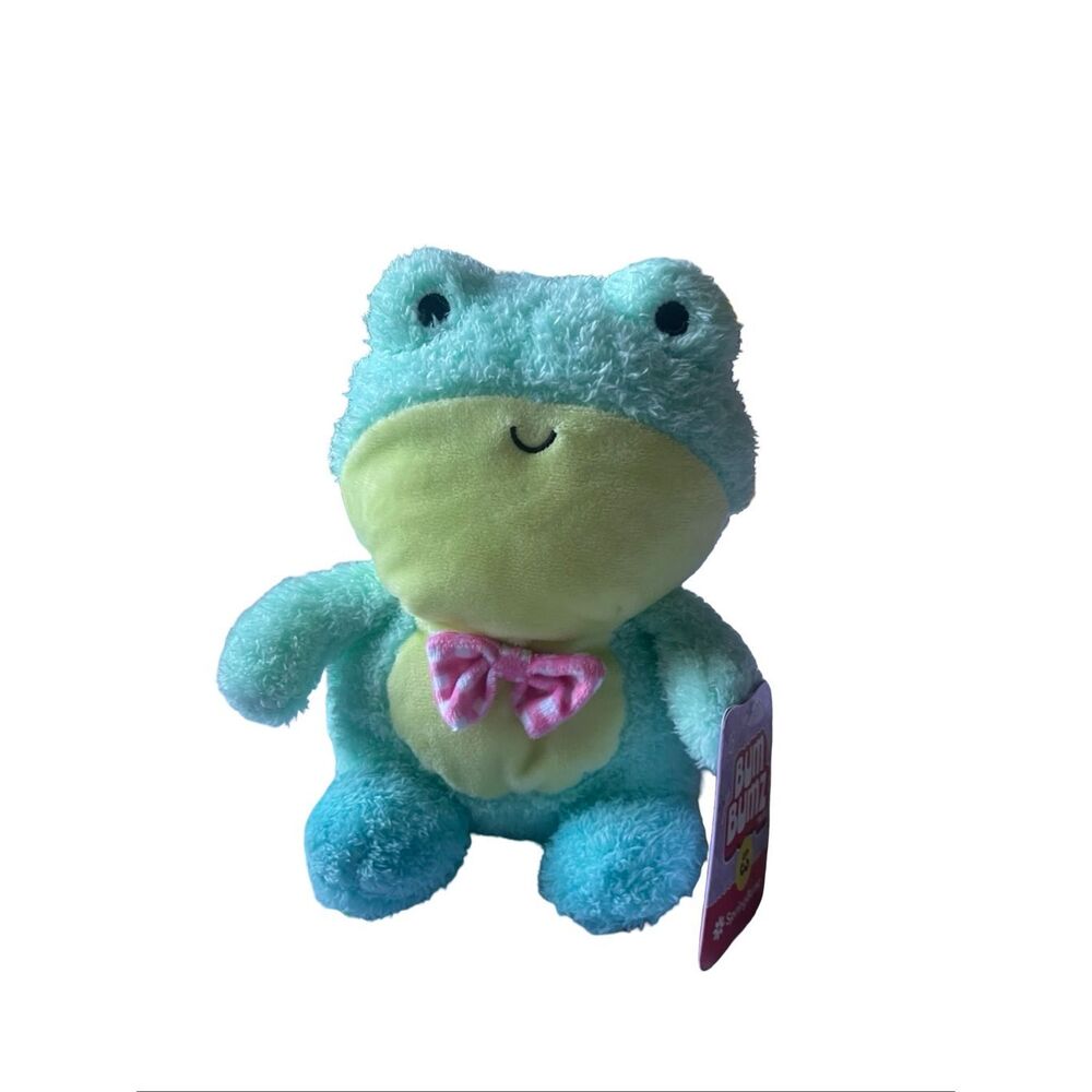 New BumBumz by Russ Blue Green Bow Tie Finnley the Frog Plush Toy 8"